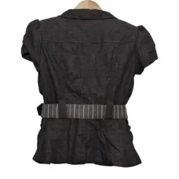 BCX Women's L Blazer Jacket Short Sleeve Belted Y2K - Picture 2 of 2